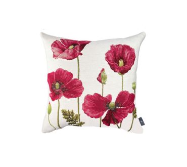 Coussin Jacquard Bouquet Coquelicots Art de Lys