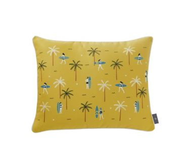 Coussin Surfeurs Velours jaune Art de Lys